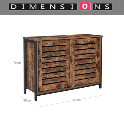 Industrial Sideboard with Sliding Doors – Rustic Brown & Black Storage Cabinet