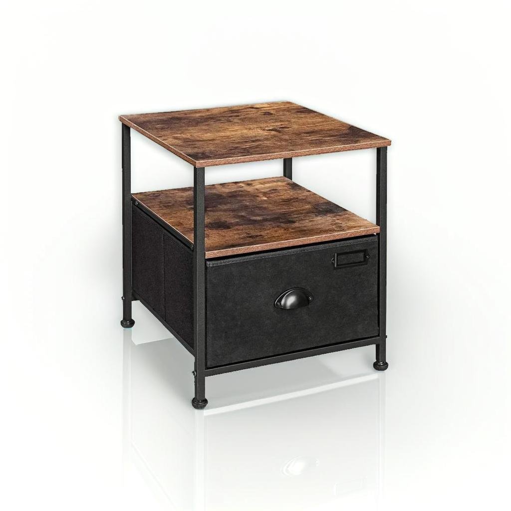 Nightstand Featuring Fabric Drawer - Bedside Table