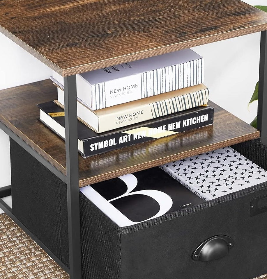 Nightstand Featuring Fabric Drawer - Bedside Table