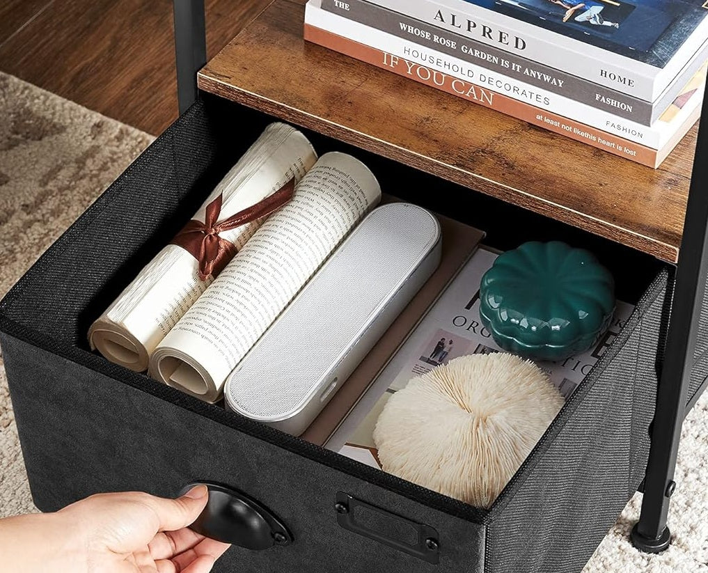 Nightstand Featuring Fabric Drawer - Bedside Table