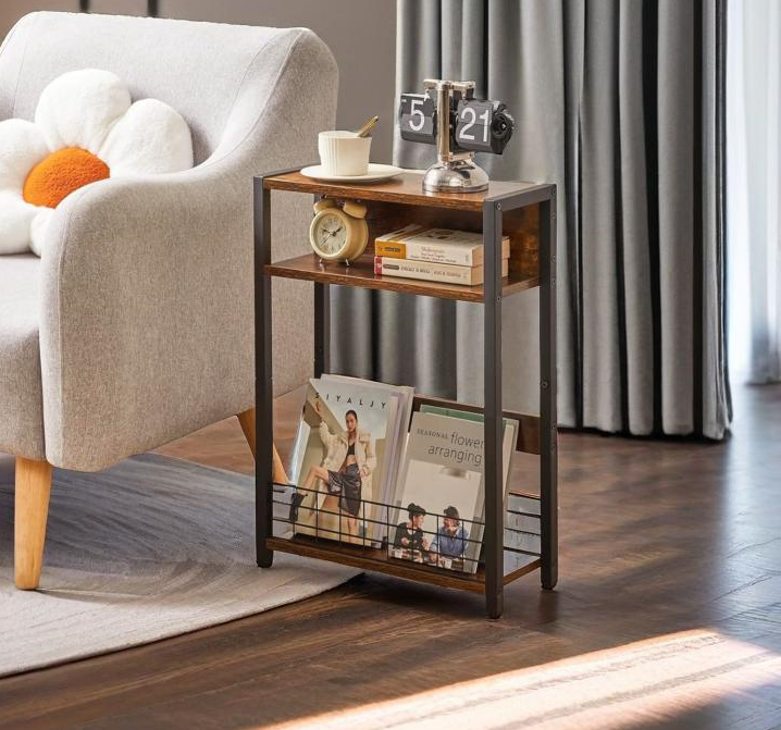 rustic end table with storage 