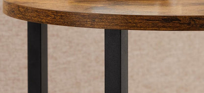 3-Tier Round Sofa Side Table – Rustic Brown & Black Industrial End Table