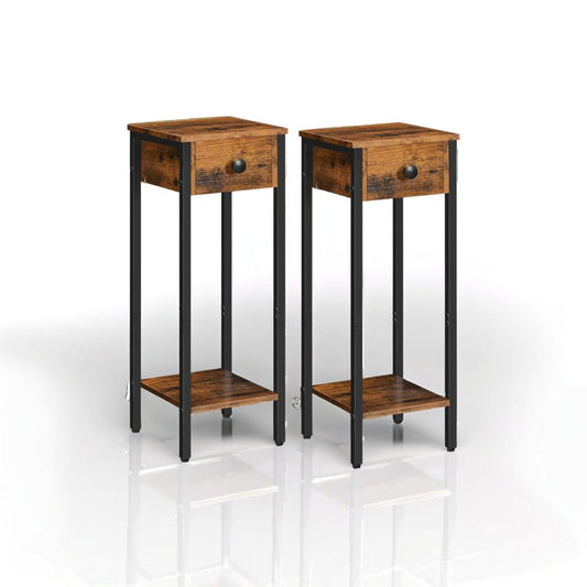 set of two rustic bedside table
