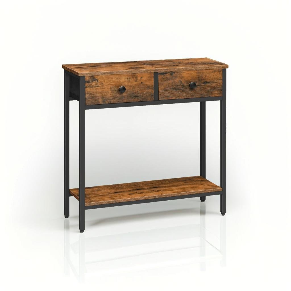 Rustic Console Table with Storage - Ideal for Living Room and Hallway