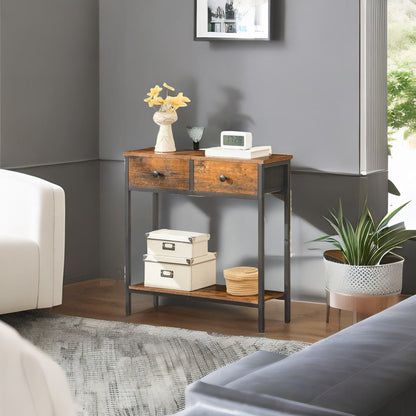 Rustic Console Table with Storage - Ideal for Living Room and Hallway