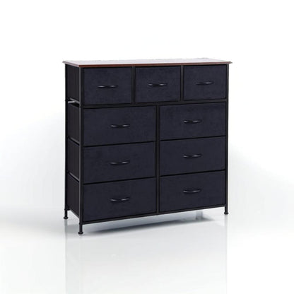 Black Chest of Drawers with 9 Fabric Drawers