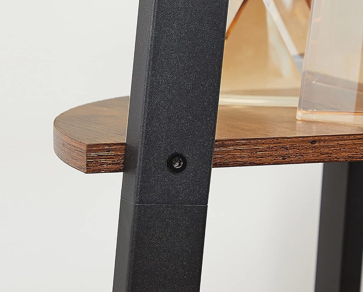 4 Tier Industrial Style Corner Shelf Shelf - Rustic Brown