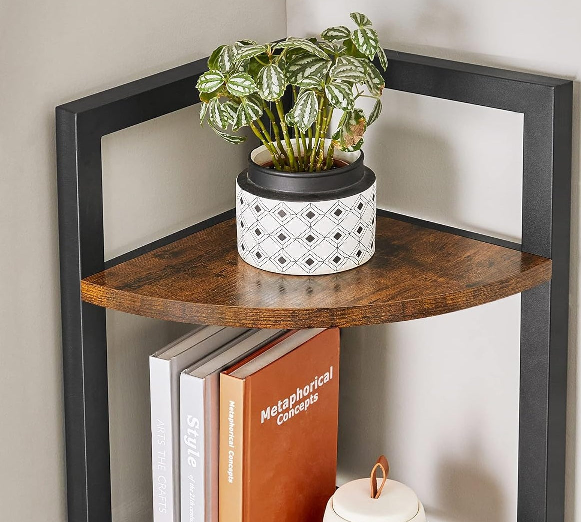 Industrial Style 5-Tier Freestanding Corner Shelf