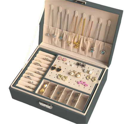 2 Layer Jewellery Box Organizer Lockable Rings Necklaces Jewellery Storage Case