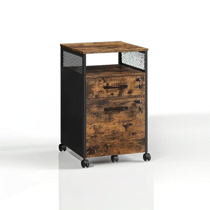 Mobile Filing Cabinet with Lockable Drawers  | Wheels with Open Shelf for A4 & Letter Files