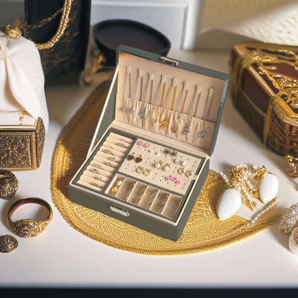 2 Layer Jewellery Box Organizer Lockable Rings Necklaces Jewellery Storage Case