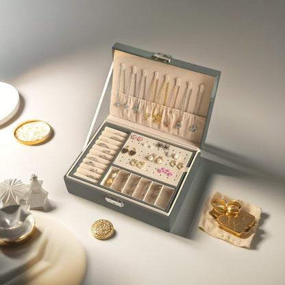 2 Layer Jewellery Box Organizer Lockable Rings Necklaces Jewellery Storage Case