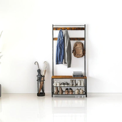 Coat Rack with Shoe Storage Bench with Steel Frame