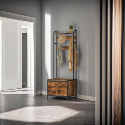 Industrial Coat Rack with Shoe Storage