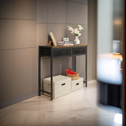 Slim Console Table with 2 Non-Woven Drawers