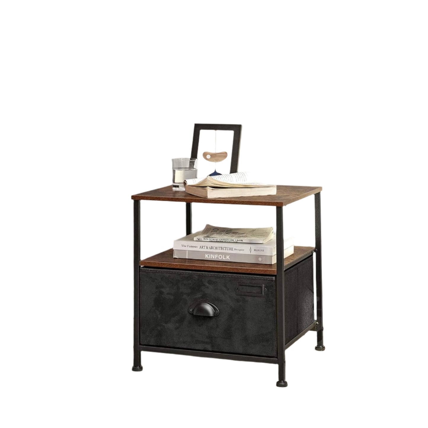 Nightstand Featuring Fabric Drawer - Bedside Table