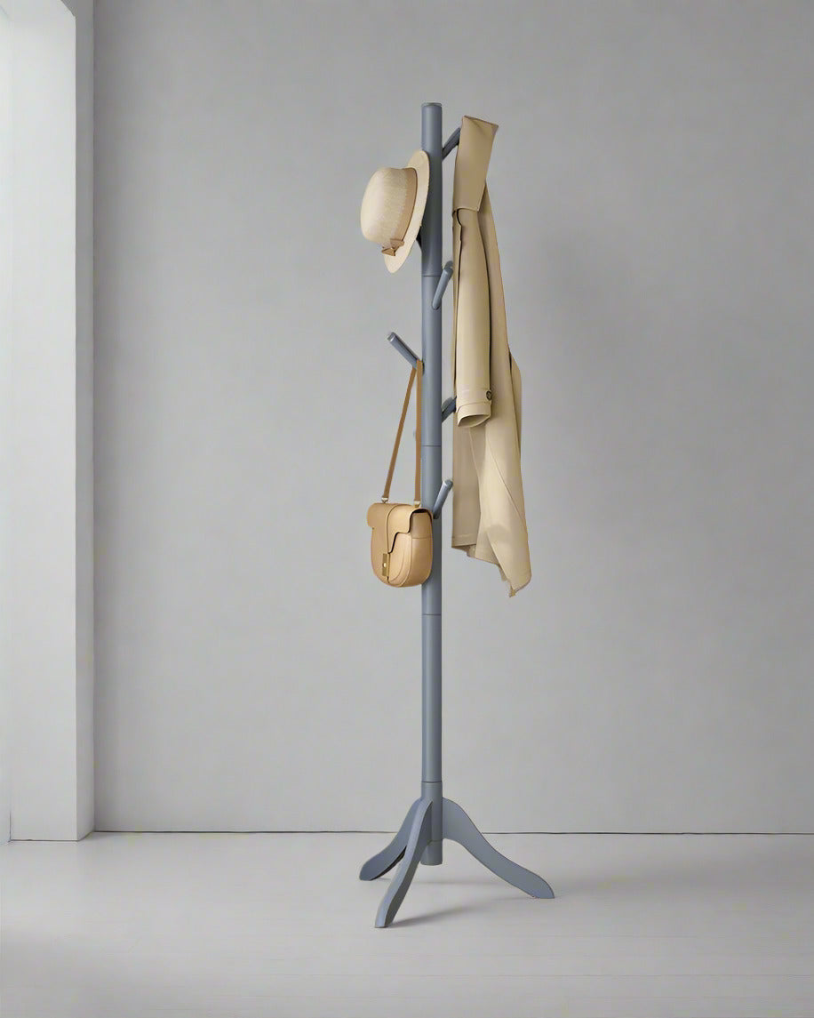 Wooden Coat Stand with 3 Height Options and 8 Hanging Hooks