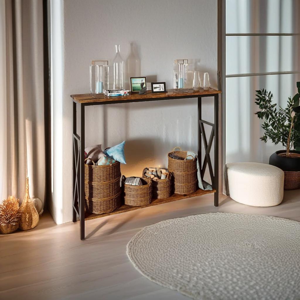 Industrial Slim Console Table for Home and Garden