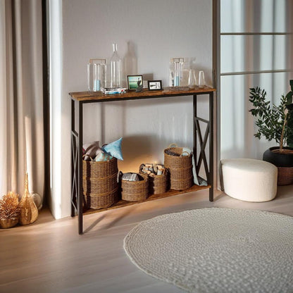 Industrial Slim Console Table for Home and Garden