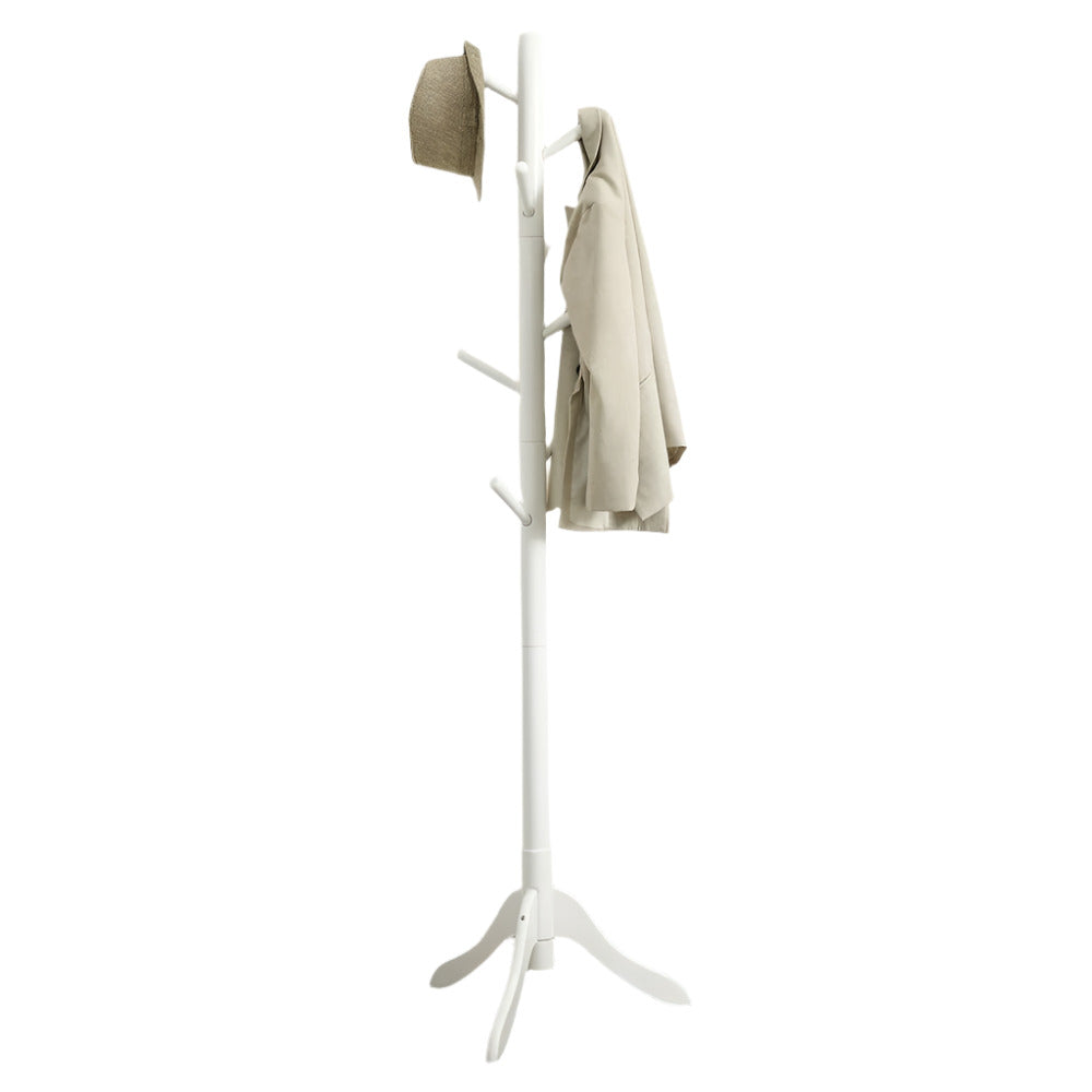 Freestanding Coat Rack with Adjustable Height and 8 Hooks