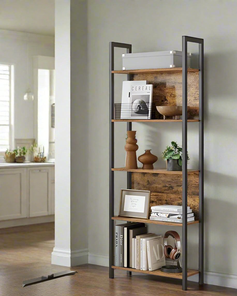 6-Shelf Industrial Bookcase with Steel Structure