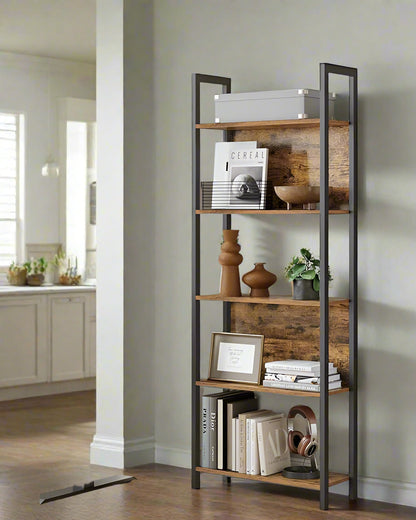 6-Shelf Industrial Bookcase with Steel Structure
