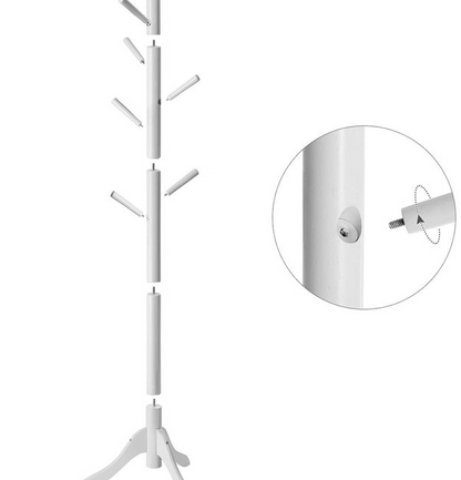 Freestanding Coat Rack with Adjustable Height and 8 Hooks