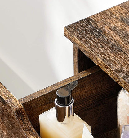 Rustic Bathroom Floor Cabinet with 3 Drawers & Adjustable Shelves – Wooden Storage Unit for Bathroom