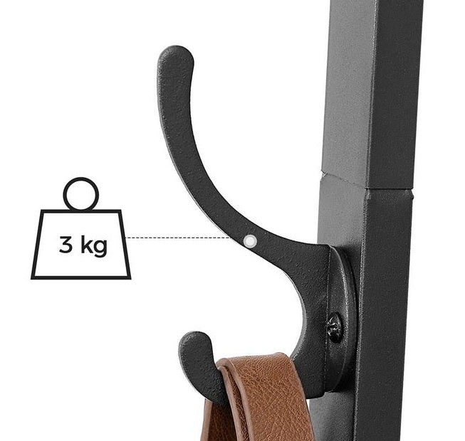 Industrial Coat Rack with Hooks and 3-Tier Storage Shelves – Black & Rustic Brown