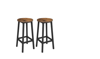 Set of 2 Bar Stools, Industrial Kitchen Breakfast Chairs, Rustic Brown and Black