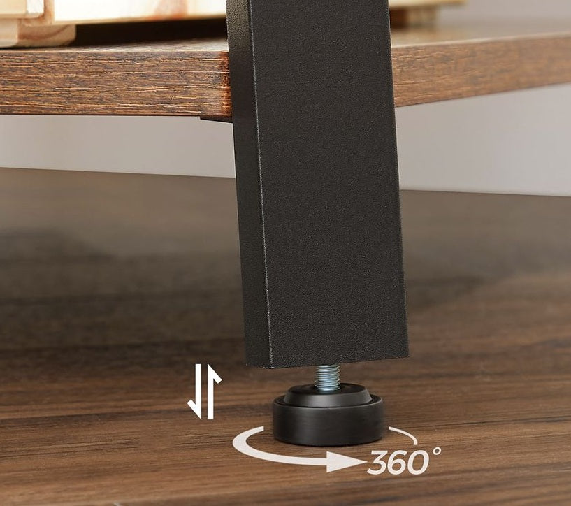 Industrial Coat Rack with Hooks and 3-Tier Storage Shelves – Black & Rustic Brown